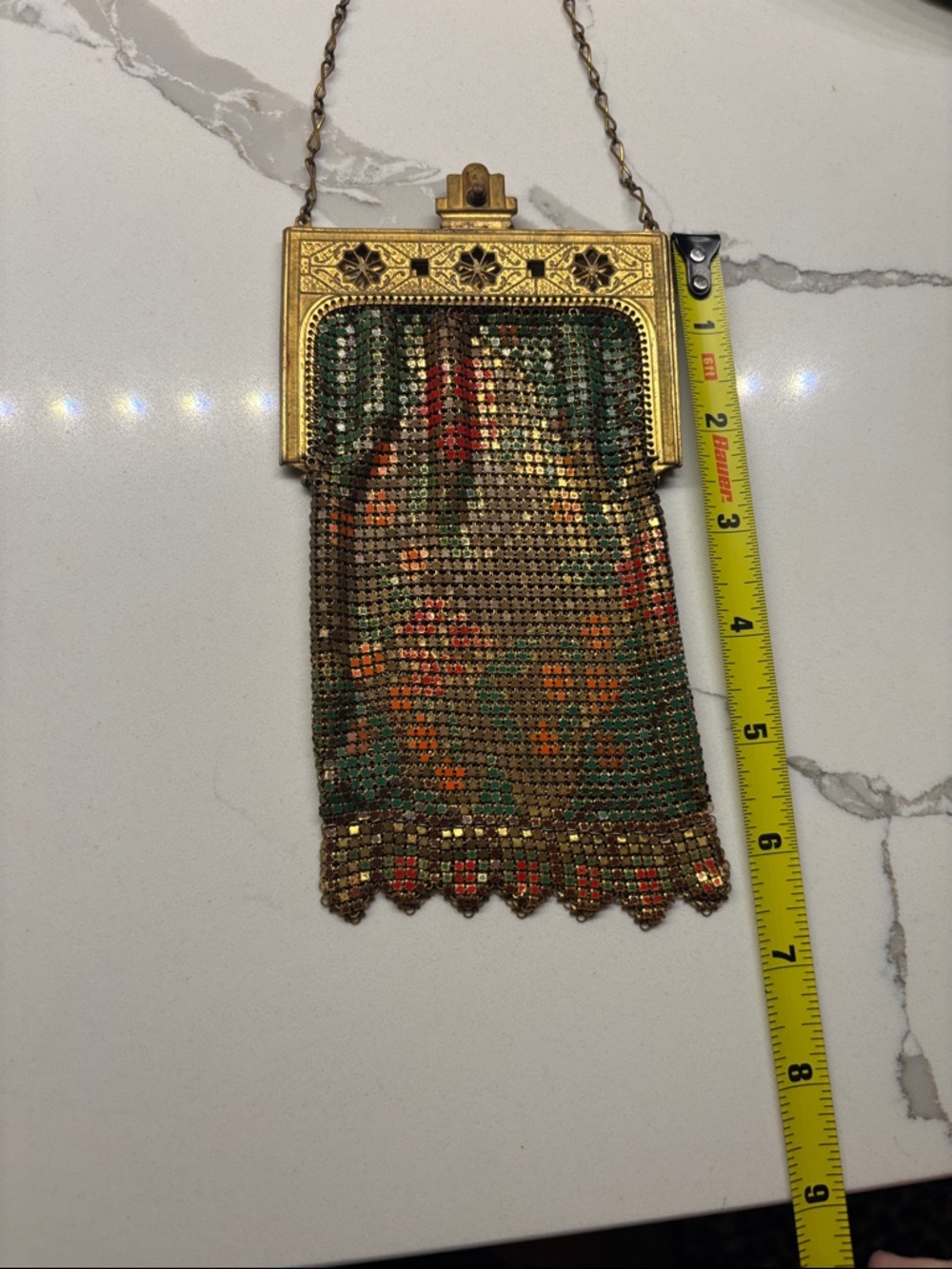 1920s Art Deco enameled mesh purse - Picture 12 of 13